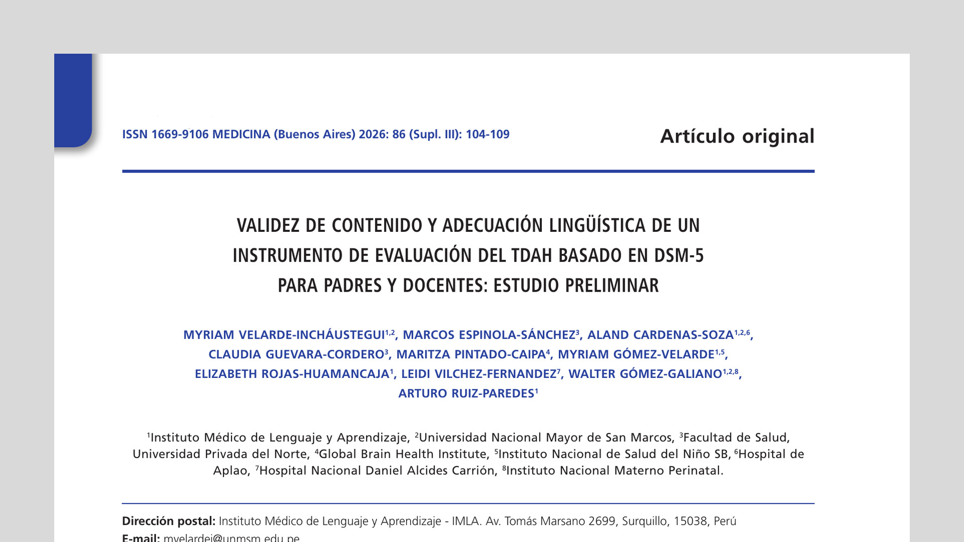 Validez de contenido y adecuación lingüística de un instrumento de evaluación del TDAH basado en DSM-5 para padres y docentes: Estudio preliminar