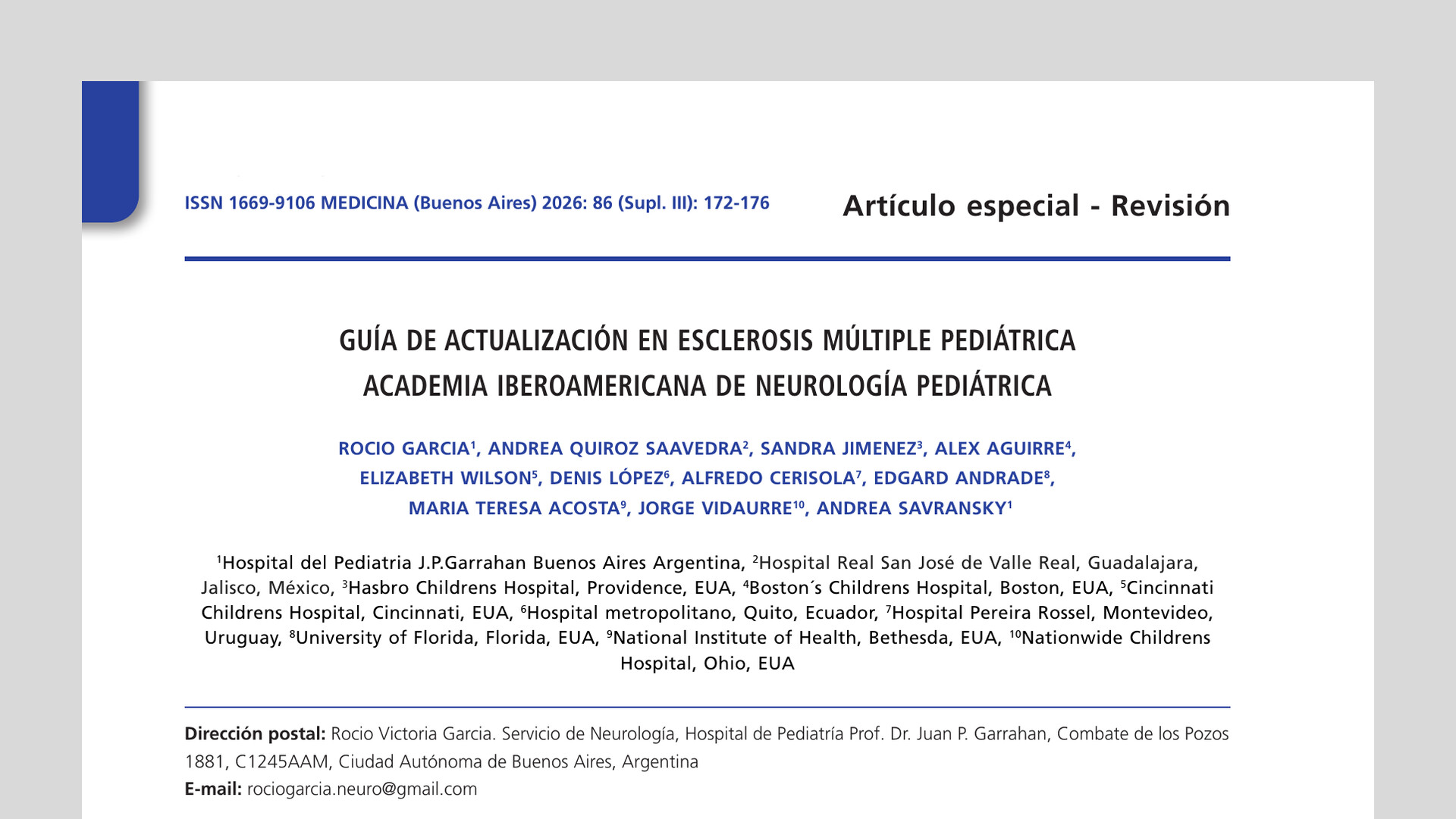 Guía de actualización en esclerosis múltiple pediátrica