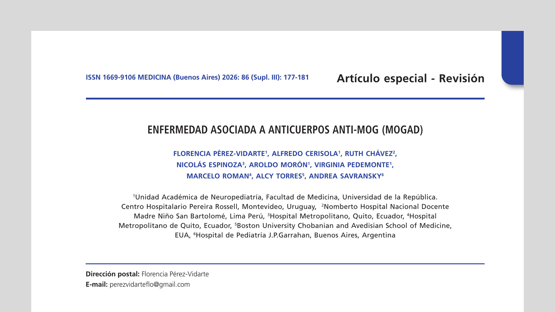 Enfermedad asociada a anticuerpos ANTI-MOG (MOGAD)