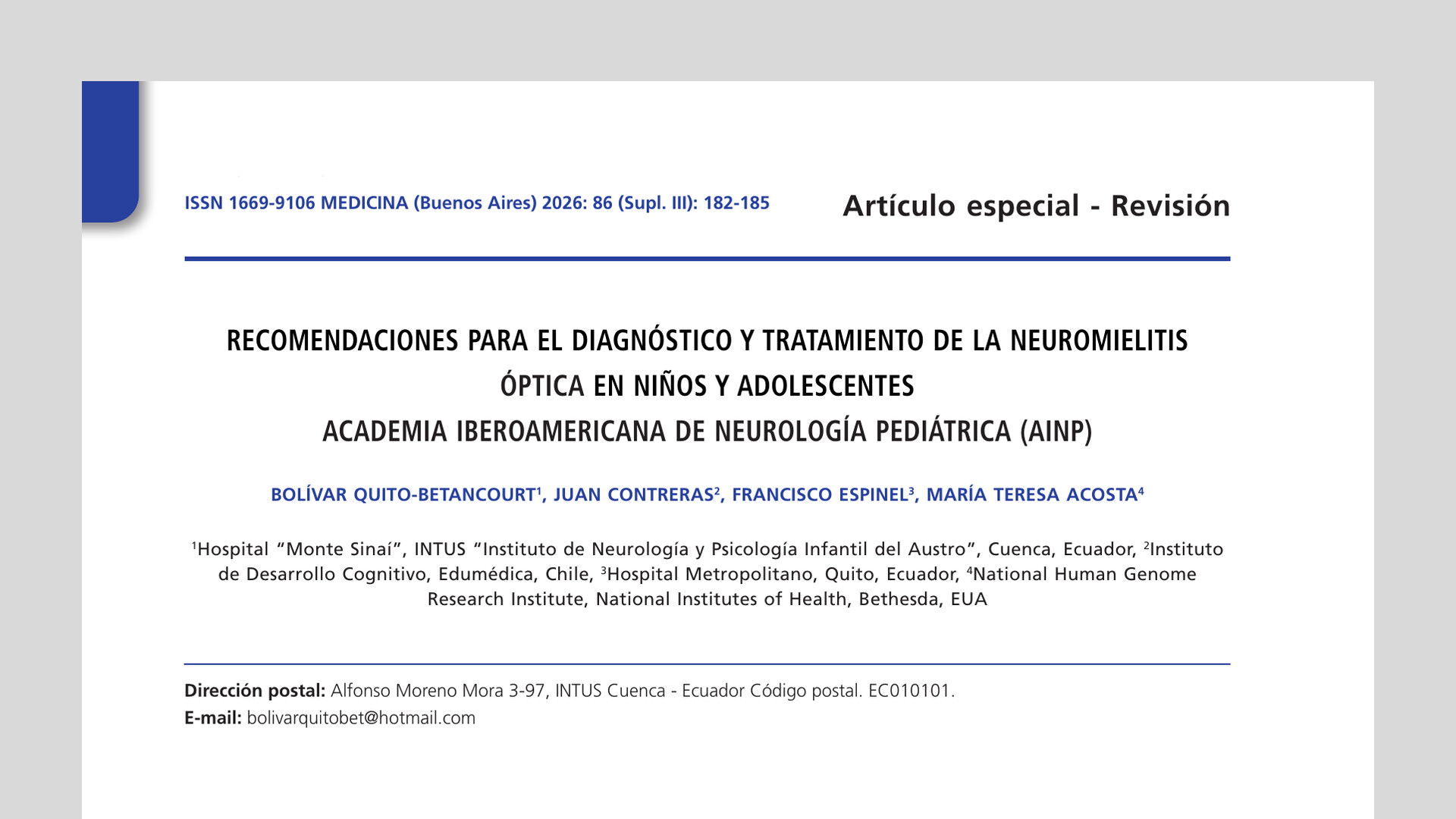 Recomendaciones para el diagnóstico y tratamiento de la neuromielitis óptica en niños y adolescentes