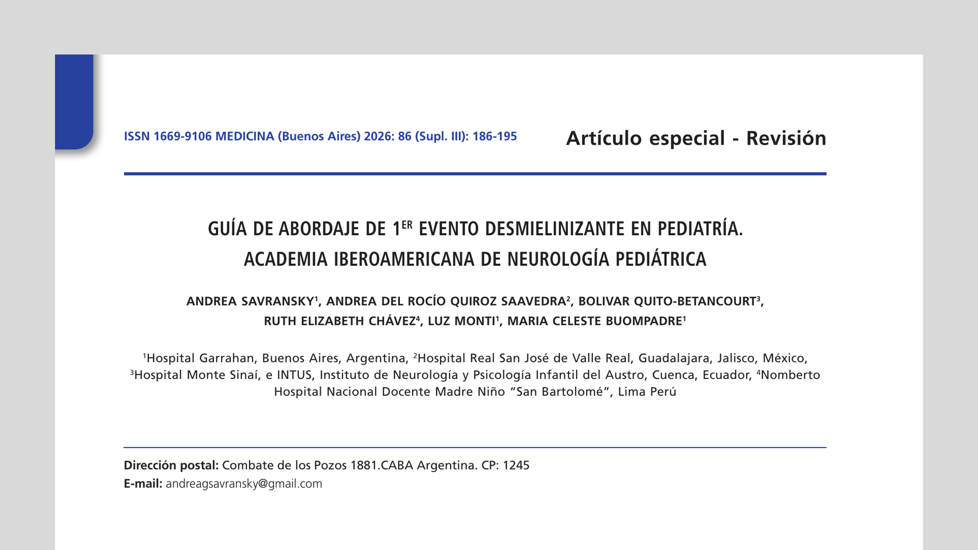 Guía de abordaje de 1er. evento desmielinizante en pediatría